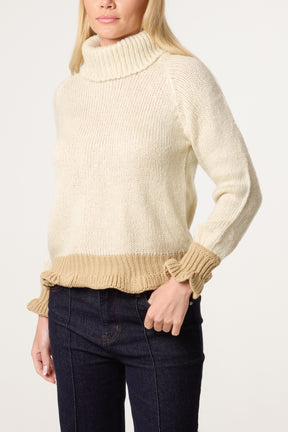Frilled Edge Roll Neck Jumper