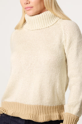 Frilled Edge Roll Neck Jumper