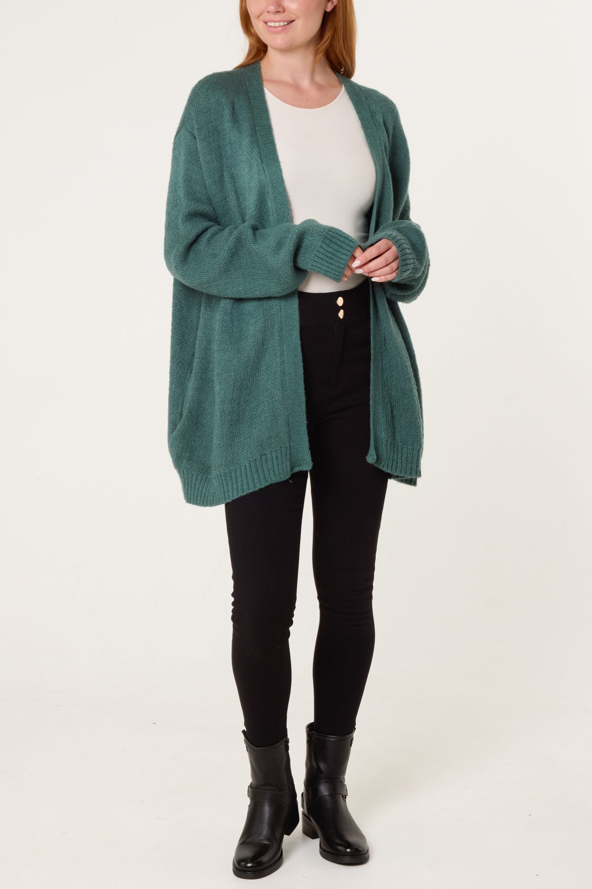 Ribbed Edge Open Knit Cardigan