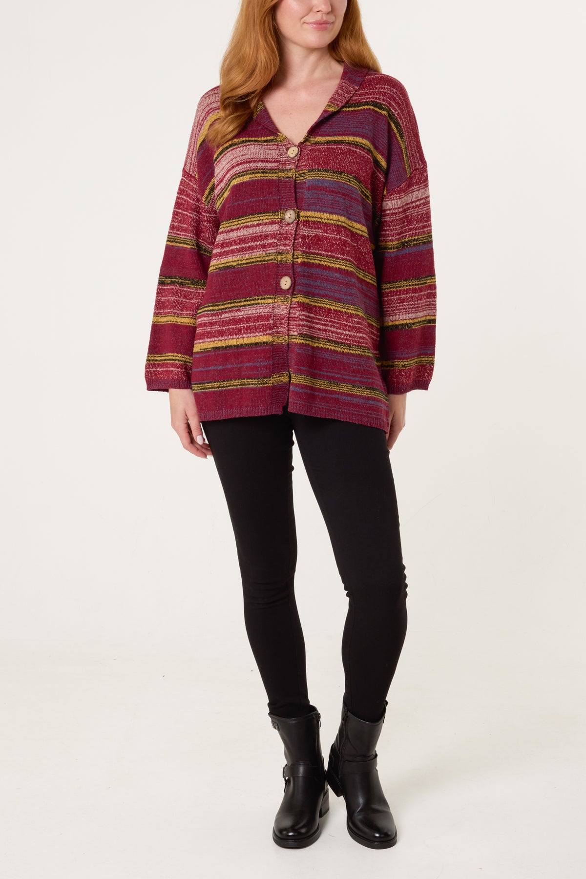 Multi Stripe V-Neck Cardigan