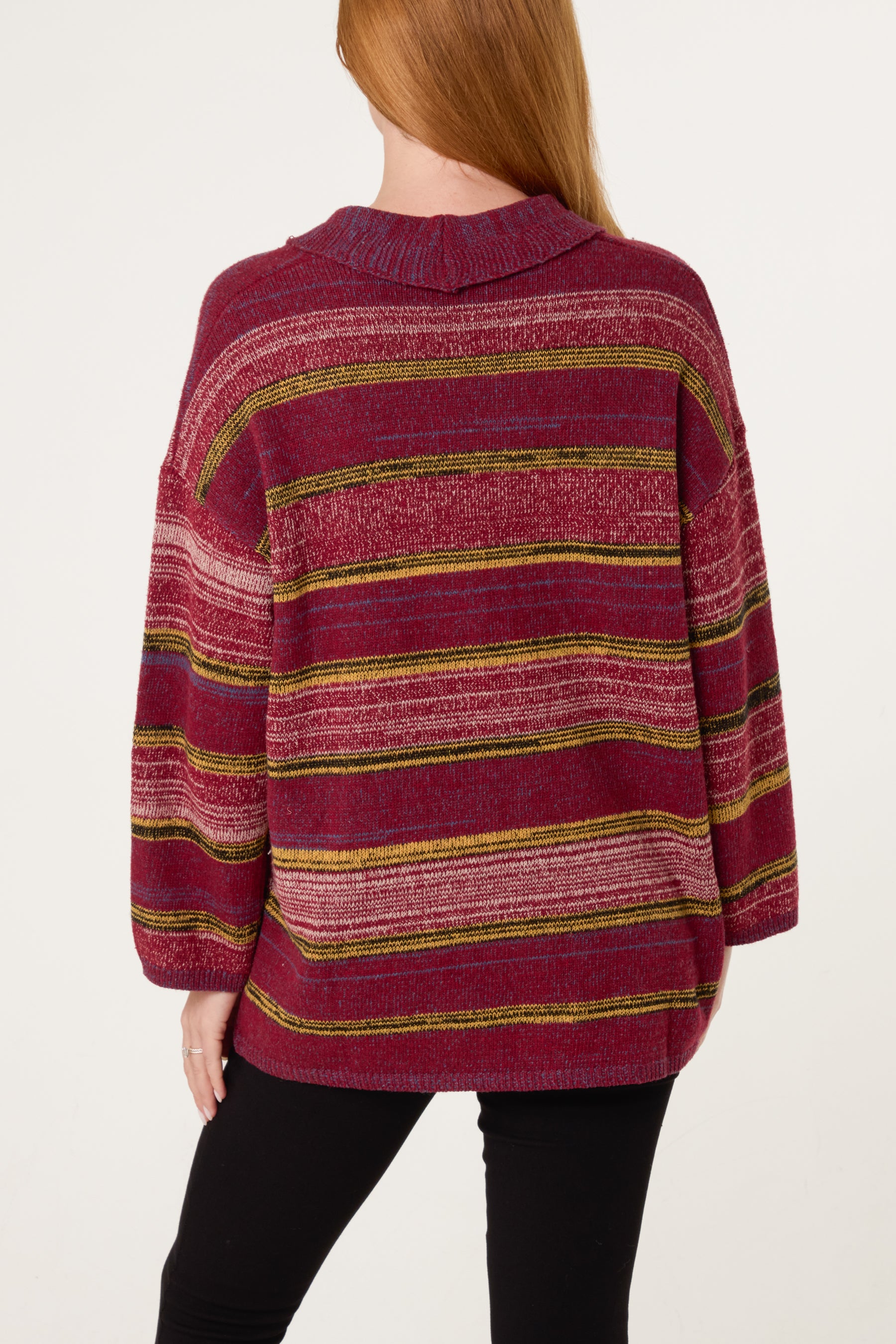 Multi Stripe V-Neck Cardigan