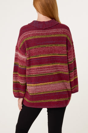 Multi Stripe V-Neck Cardigan