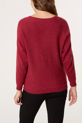 Scallop Neck Knit Jumper