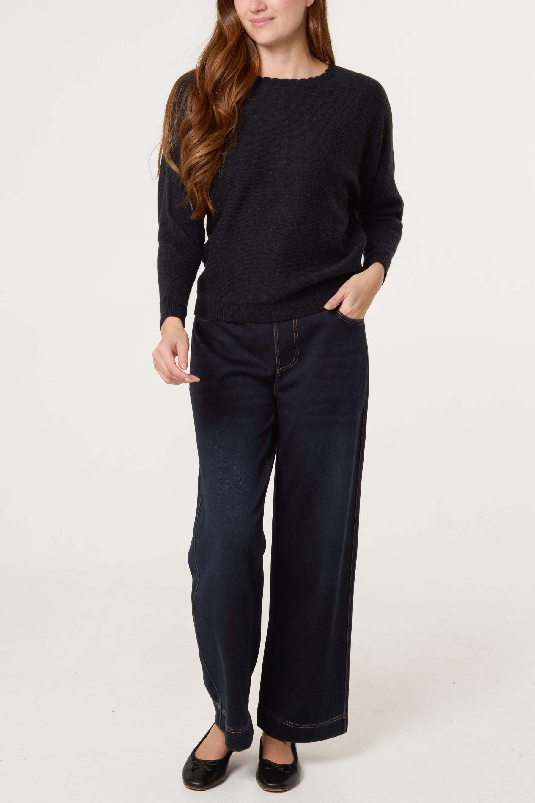 Scallop Neck Knit Jumper