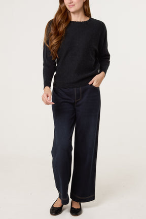 Scallop Neck Knit Jumper