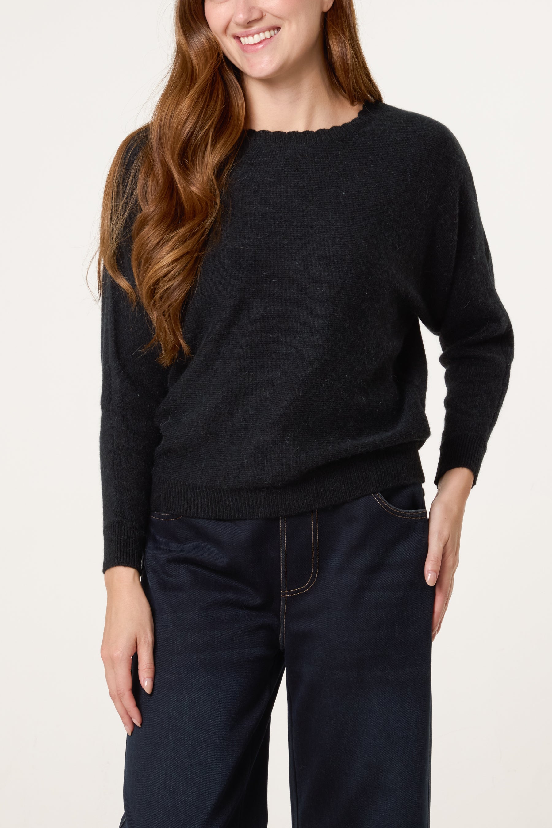 Scallop Neck Knit Jumper