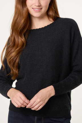 Scallop Neck Knit Jumper