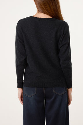 Scallop Neck Knit Jumper