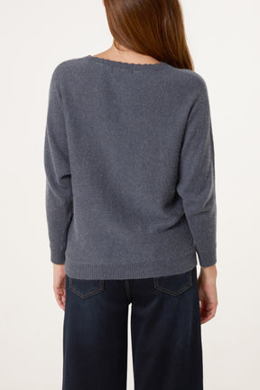 Scallop Neck Knit Jumper