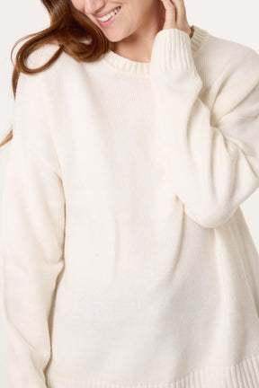Cream Ribbed Edge Round Neck Jumper