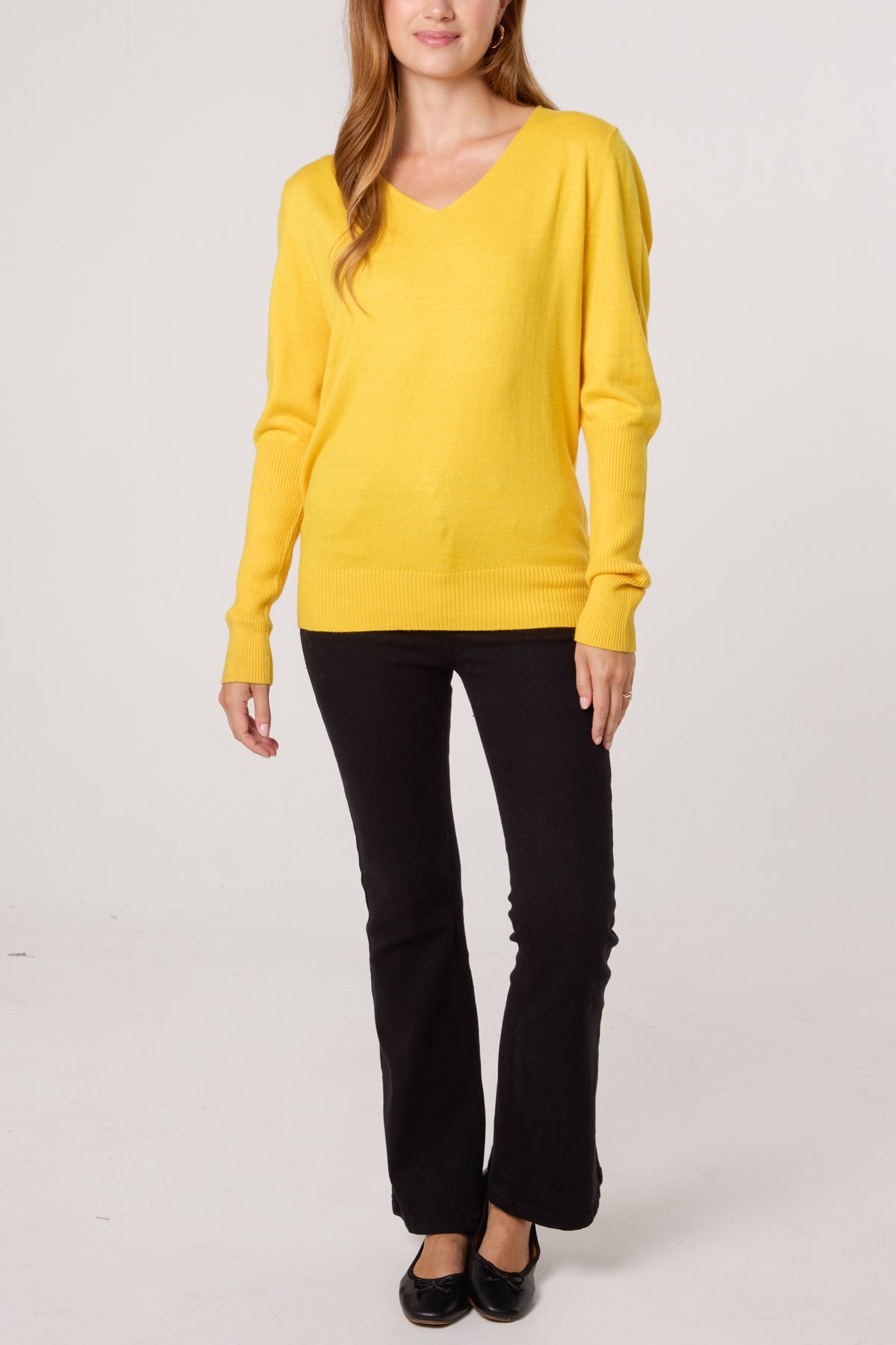 Ribbed Edge V-Neck Jumper