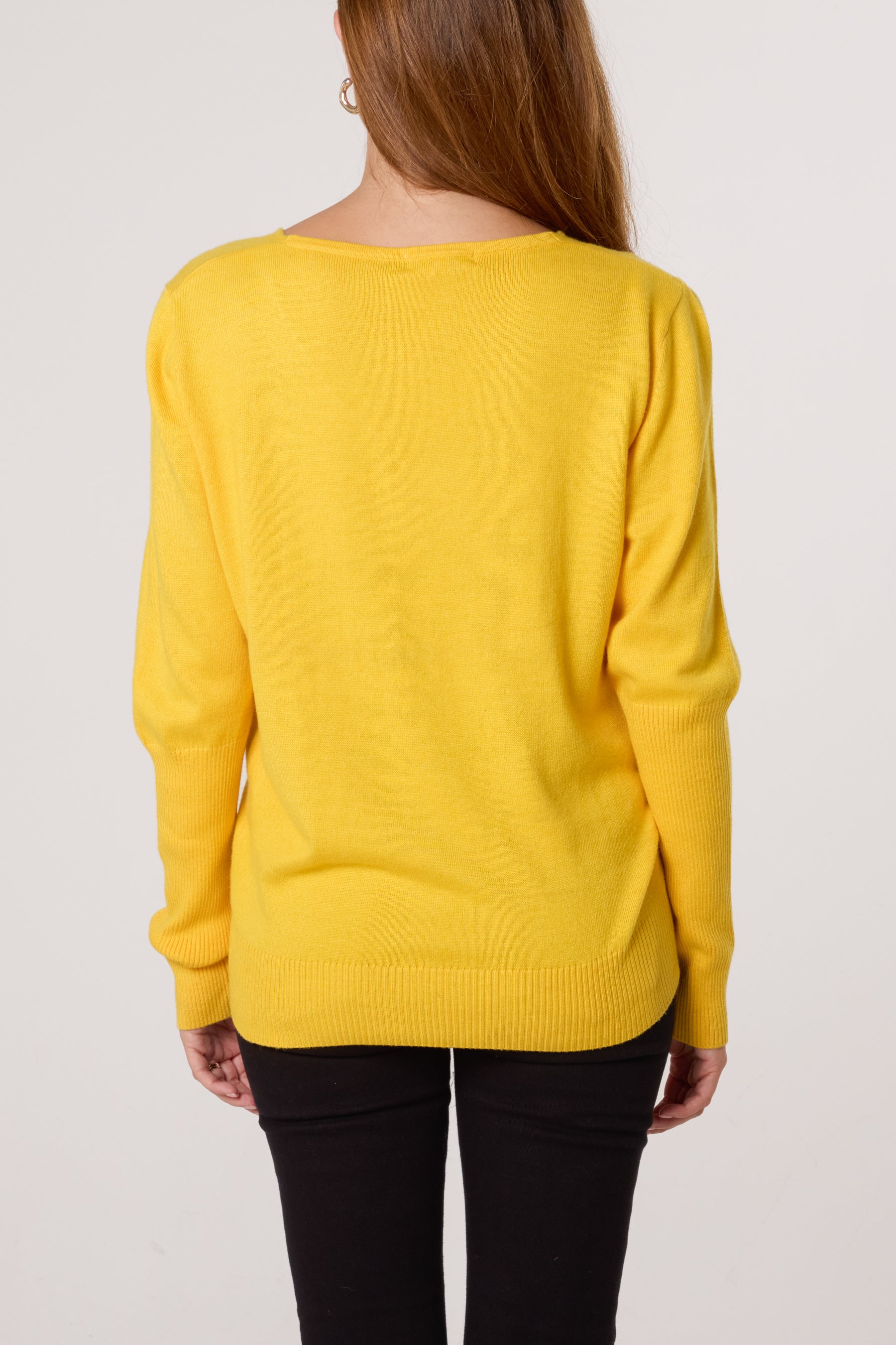 Ribbed Edge V-Neck Jumper