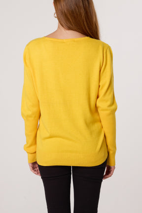 Ribbed Edge V-Neck Jumper
