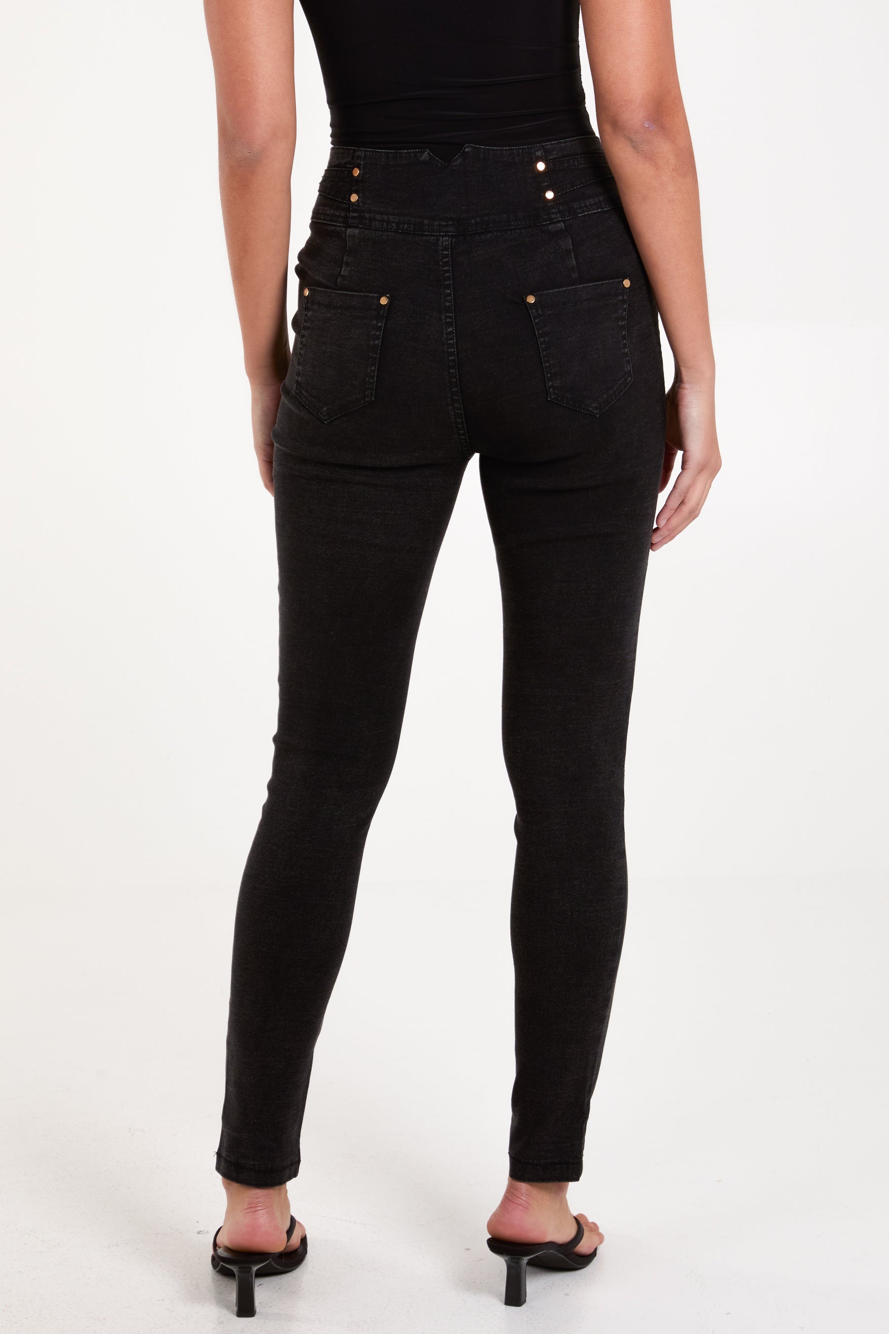 Gold Button High Waisted Skinny Jeans