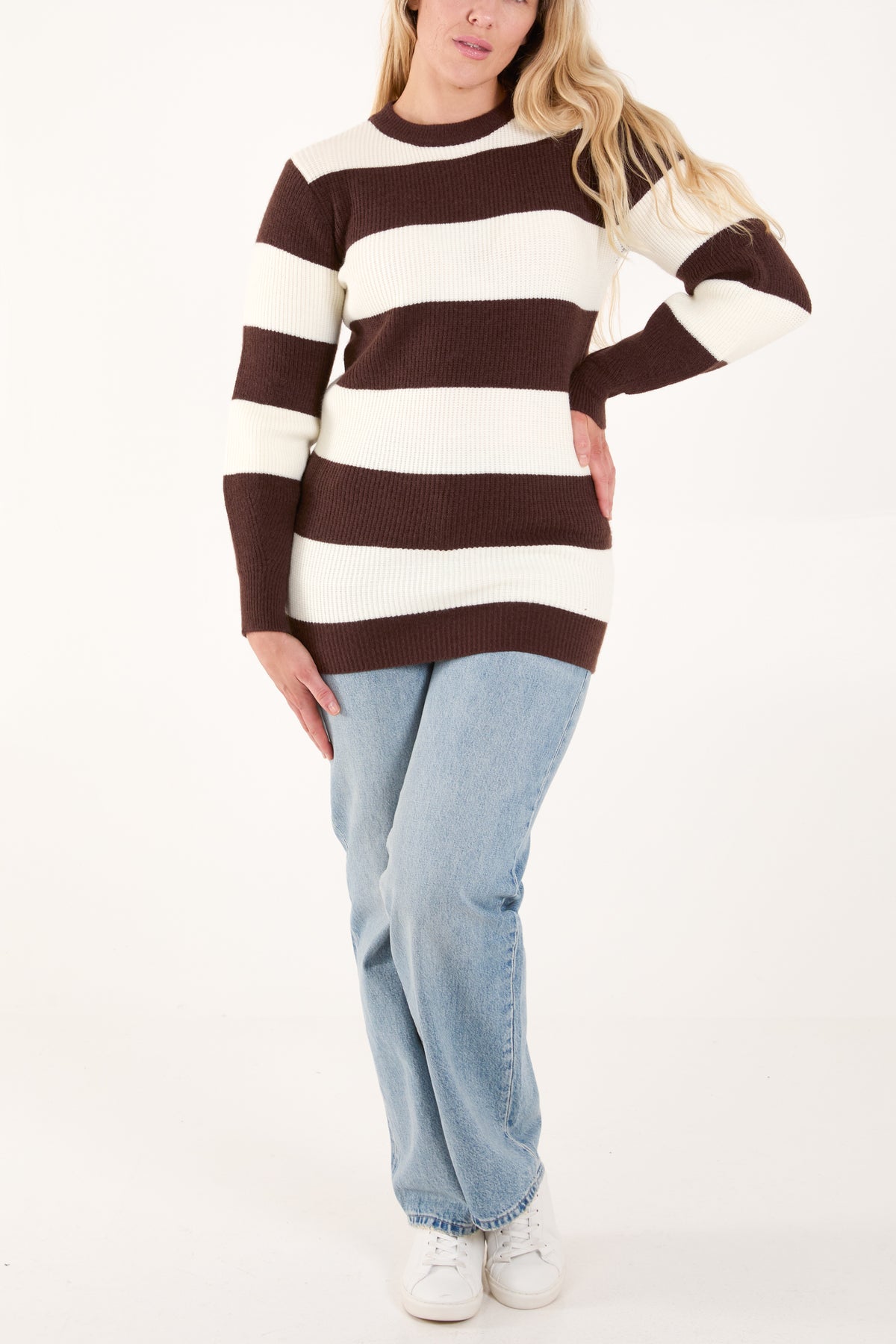 Thick Stripe Round Neck Jumper