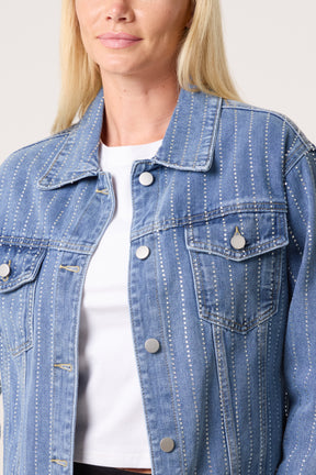 Diamante Striped Denim Jacket