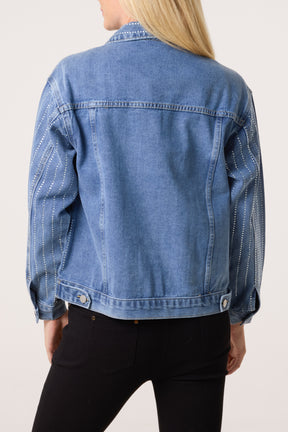 Diamante Striped Denim Jacket