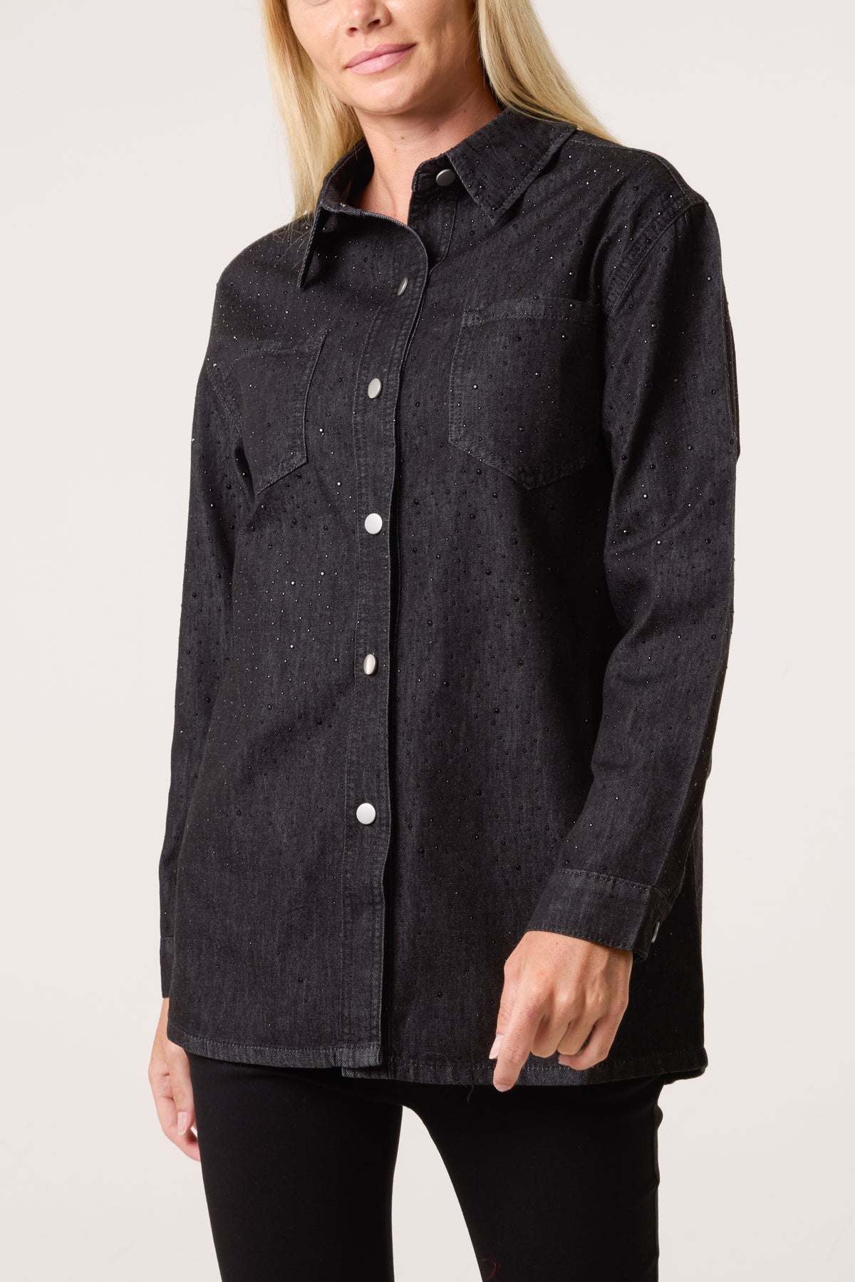 Diamante Embellished Denim Shirt