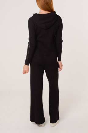 Diamante Striped Zip Hoodie & Trouser Sets