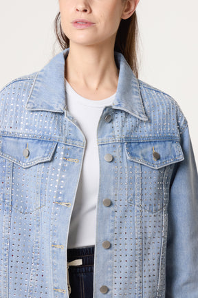 Embellished Diamante Studs Denim Jacket