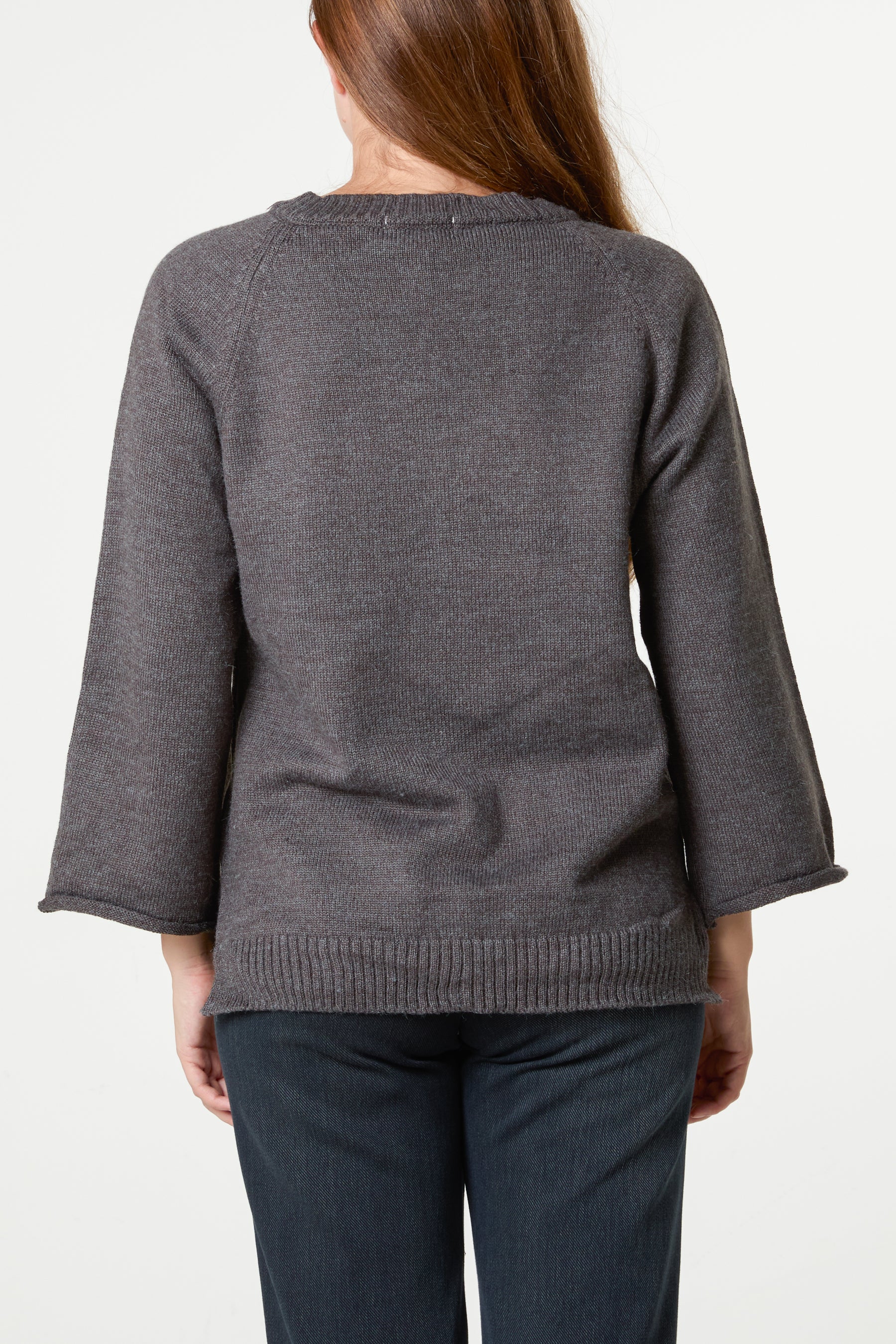 Ribbed V-Neck Knit Jumper