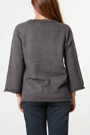 Ribbed V-Neck Knit Jumper