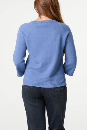 Ribbed V-Neck Knit Jumper