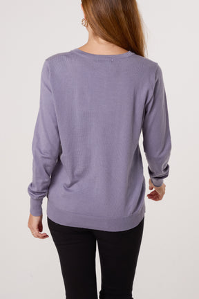 Round Neck Button Fine Knit Cardigan