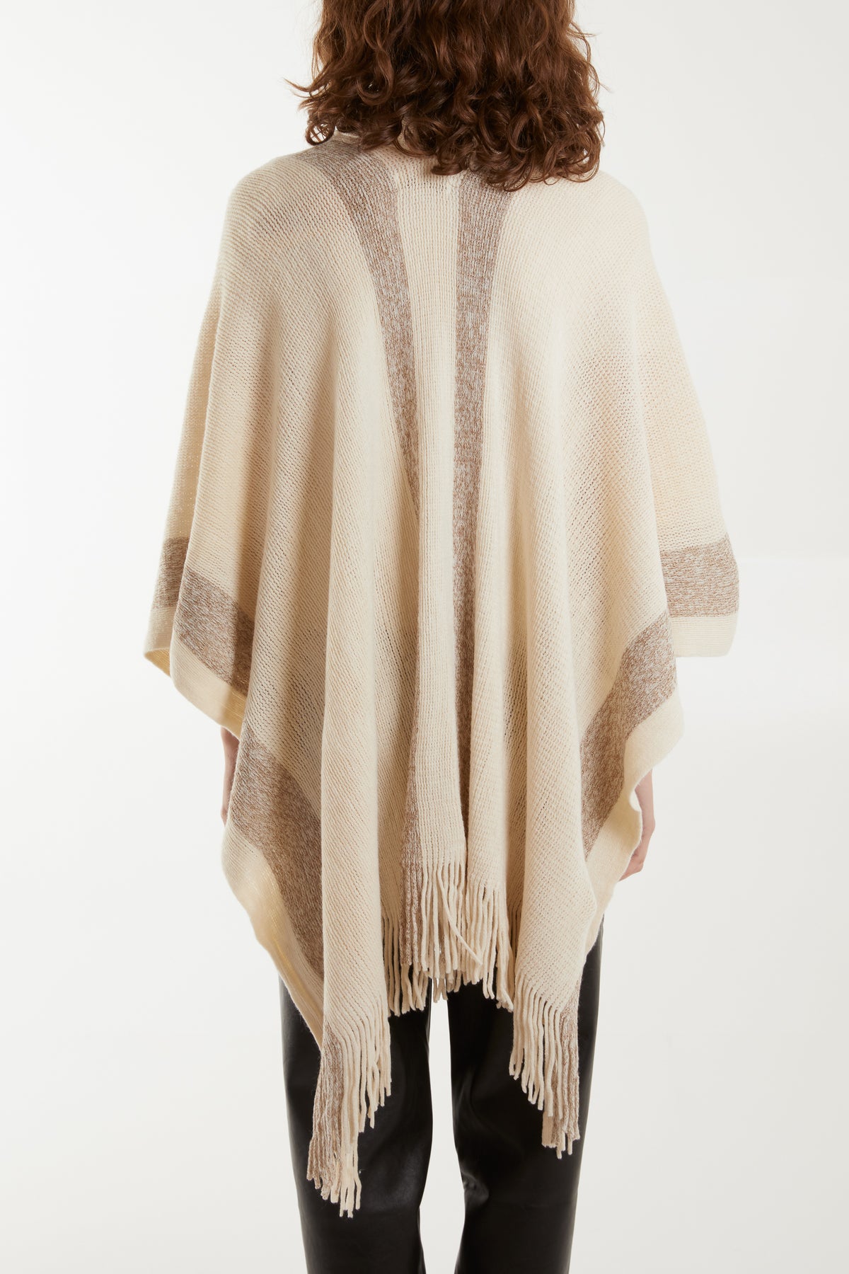 Fringe Poncho Lurex Hem & Scarf