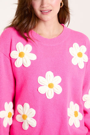 Knitted Daisies Crew Neck Jumper