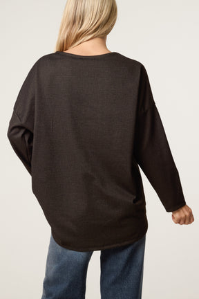 Draped Dip Hem Jumper