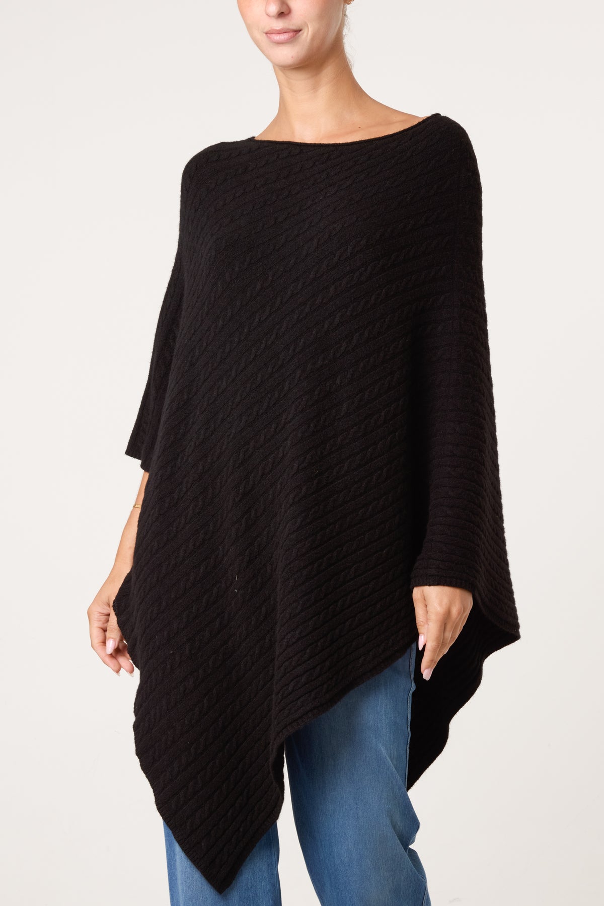 Assymetric Essential Knit Poncho