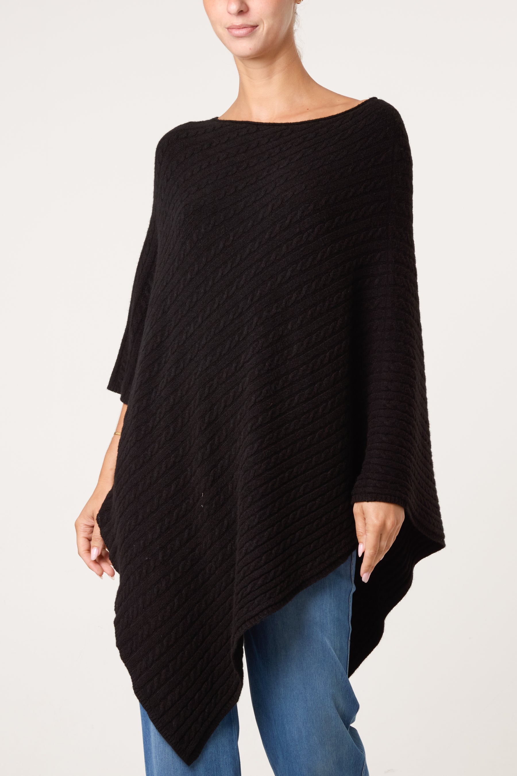 Assymetric Essential Knit Poncho