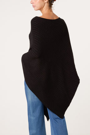 Assymetric Essential Knit Poncho