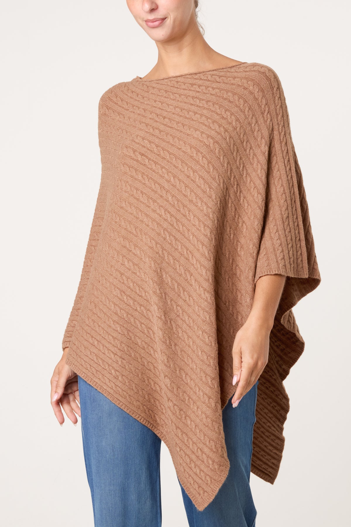 Assymetric Essential Knit Poncho
