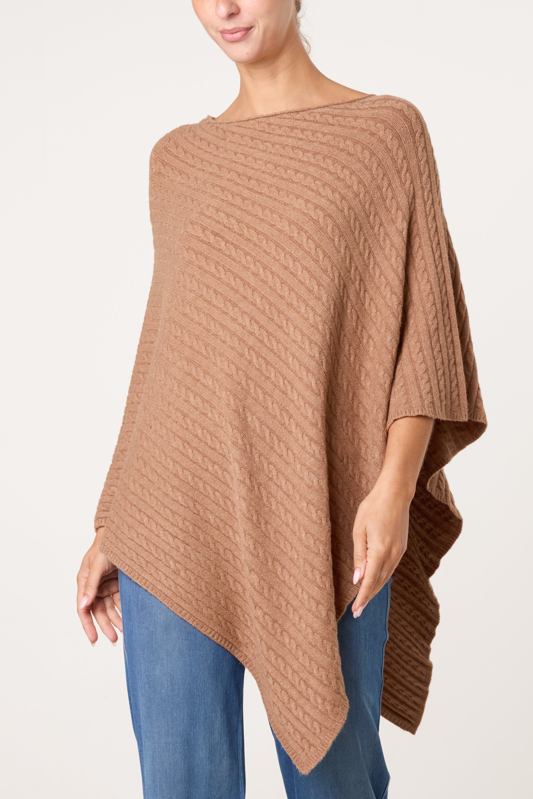 Assymetric Essential Knit Poncho