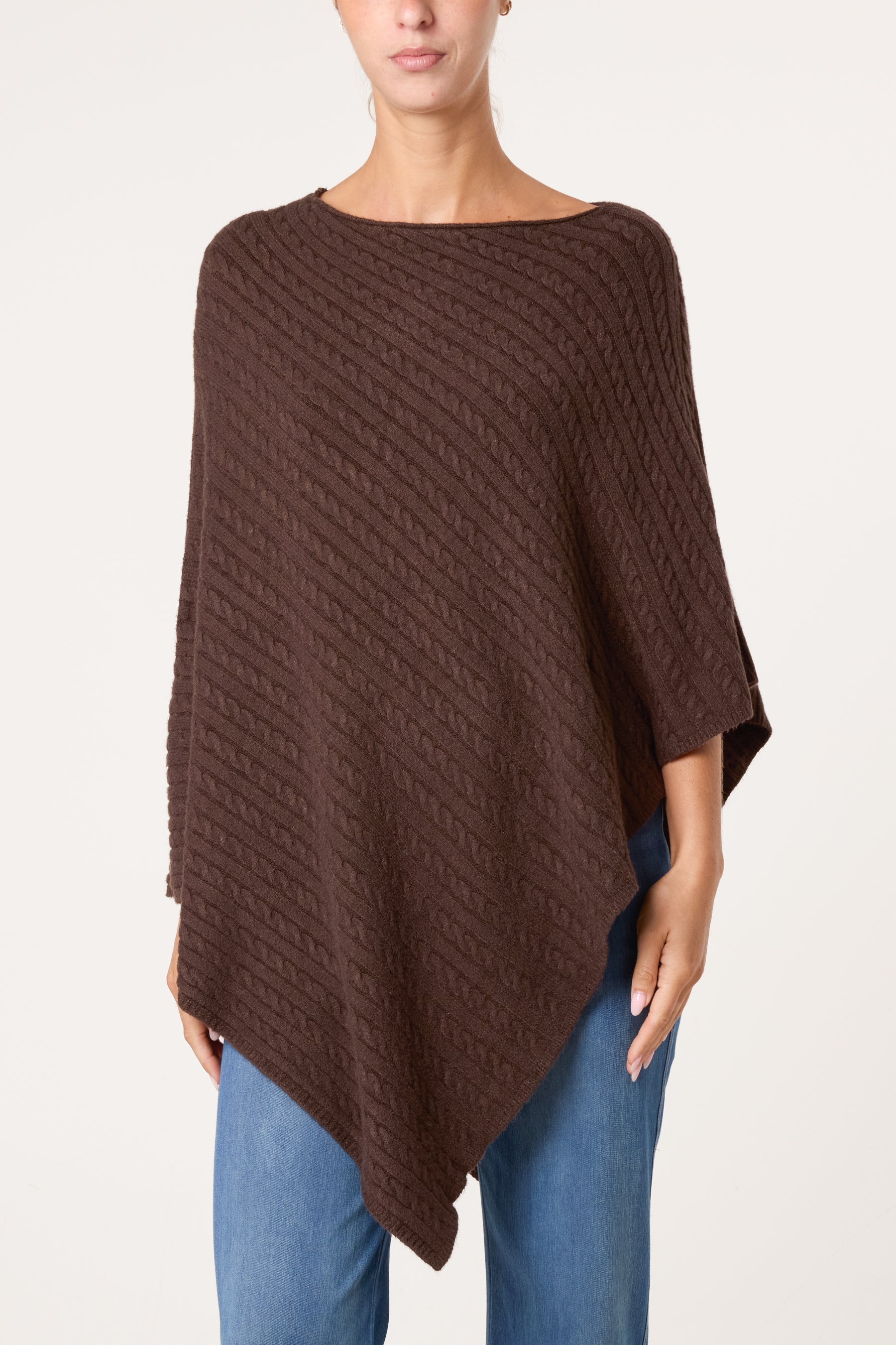 Assymetric Essential Knit Poncho