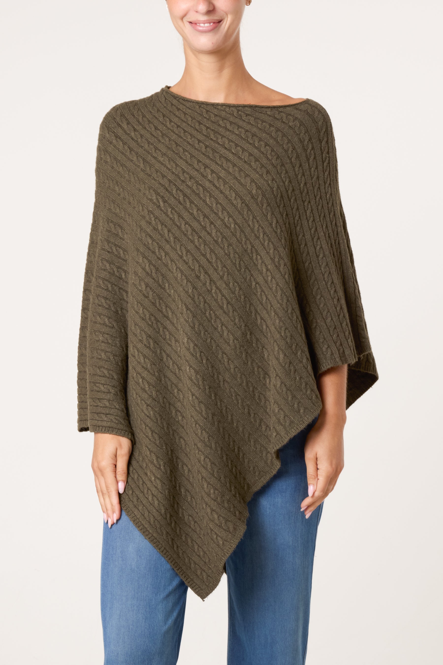 Assymetric Essential Knit Poncho