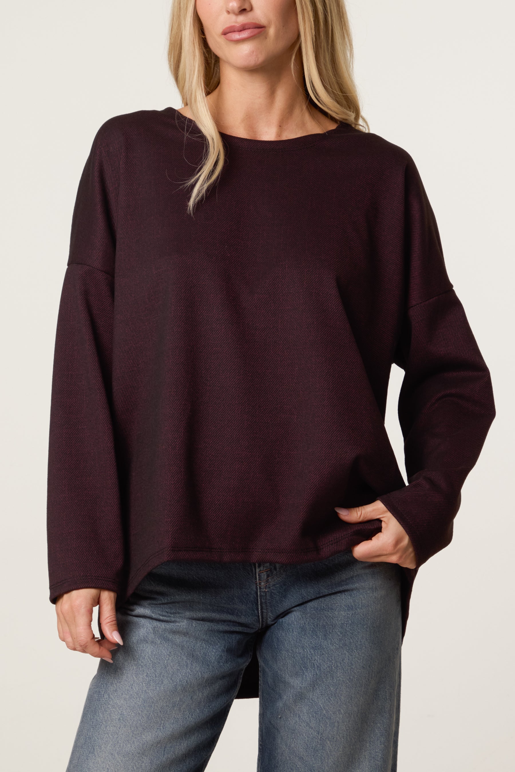 Draped Dip Hem Jumper