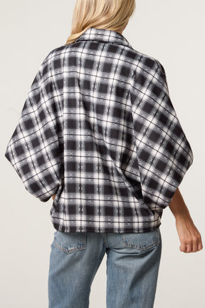 Checked Balloon Sleeve Loose Fit Shirt