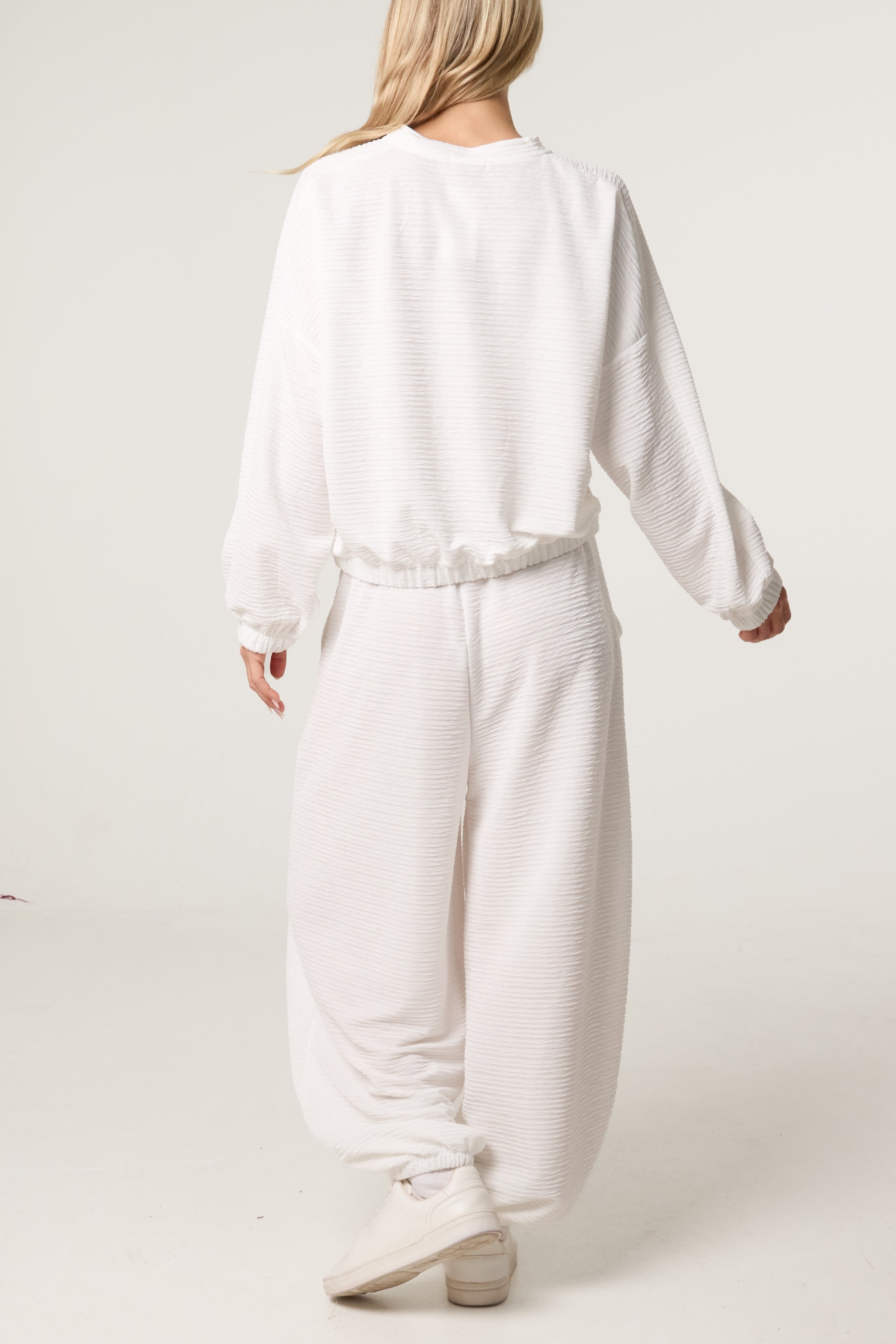 Textured Cuffed Top and Trouser Set