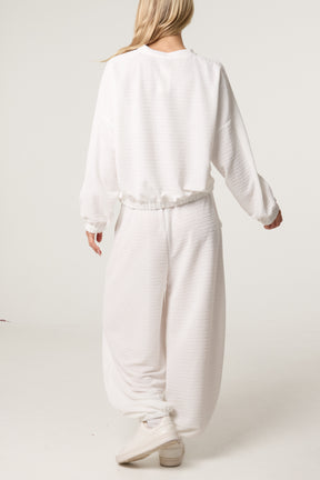 Textured Cuffed Top and Trouser Set