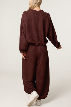 Textured Cuffed Top and Trouser Set