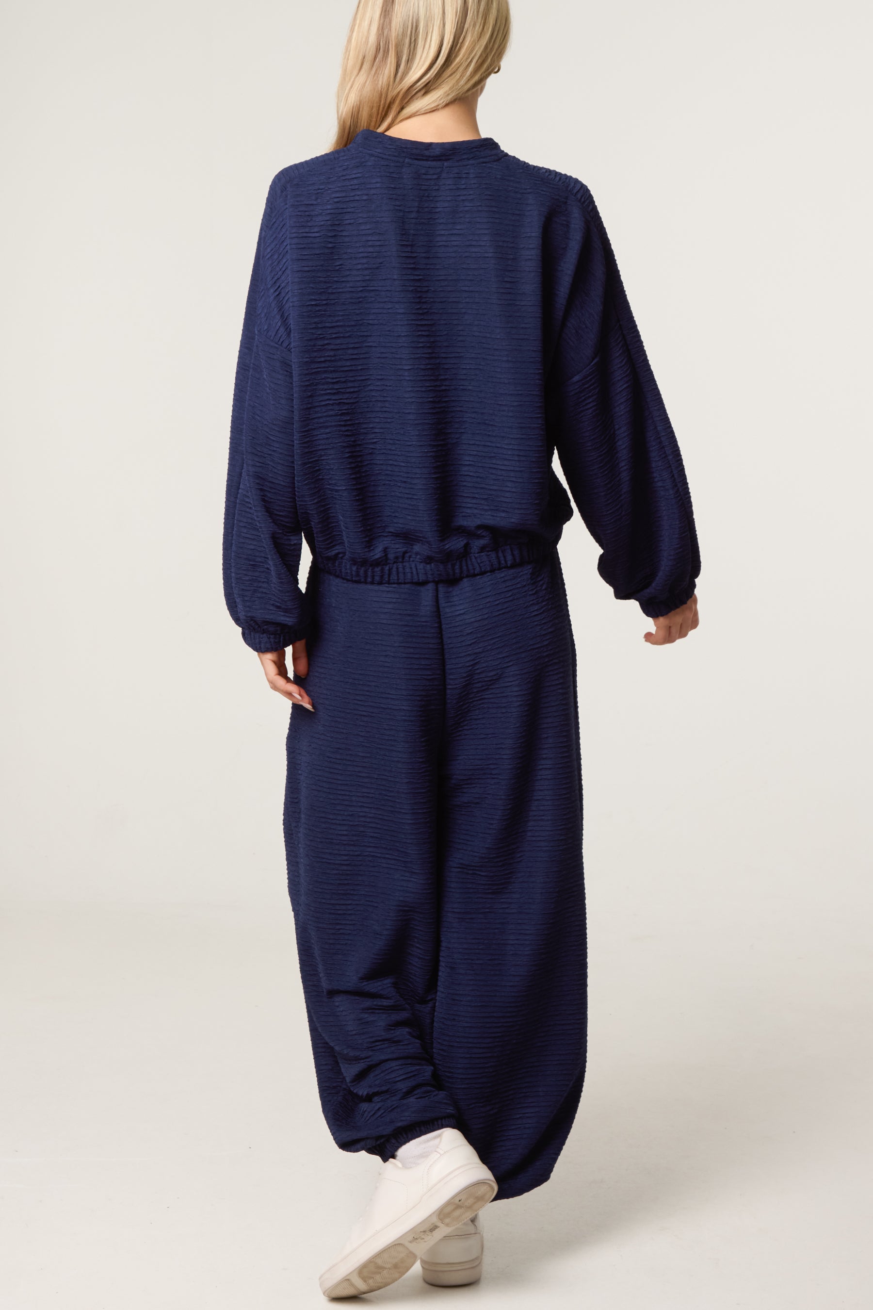 Textured Cuffed Top and Trouser Set