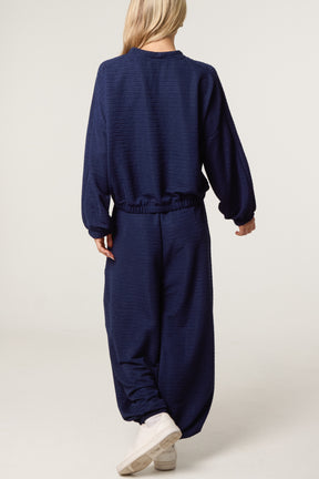 Textured Cuffed Top and Trouser Set