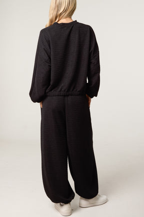 Textured Cuffed Top and Trouser Set