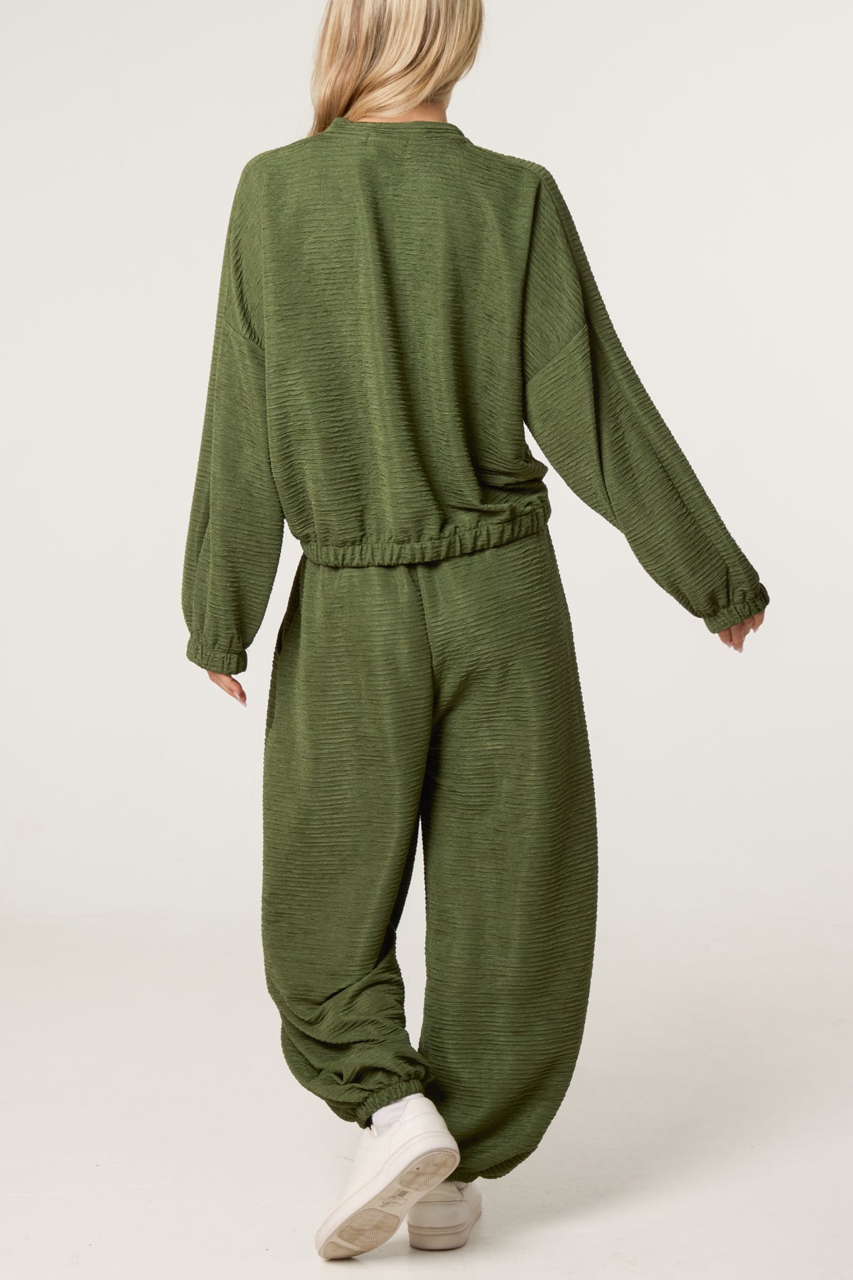 Textured Cuffed Top and Trouser Set