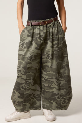 Camouflage Belted Wide Fit Trousers