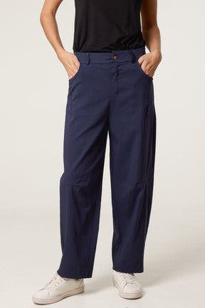 Barrel Leg Button Up Trousers