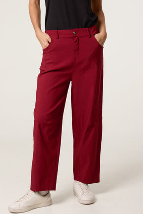 Barrel Leg Button Up Trousers